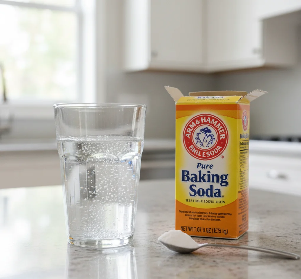Baking soda and water representing sodium bicarbonate supplementation for athletes