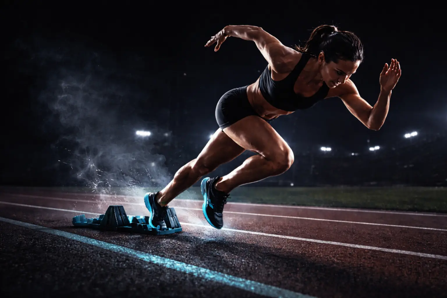 Cyclist performing high-intensity sprint interval training on stationary bike, representing time-efficient cardio training